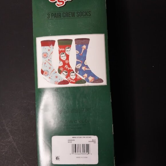 A Christmas Story Adult Movie Inspired Design 3 Pack Crew Socks - Picture 4 of 6